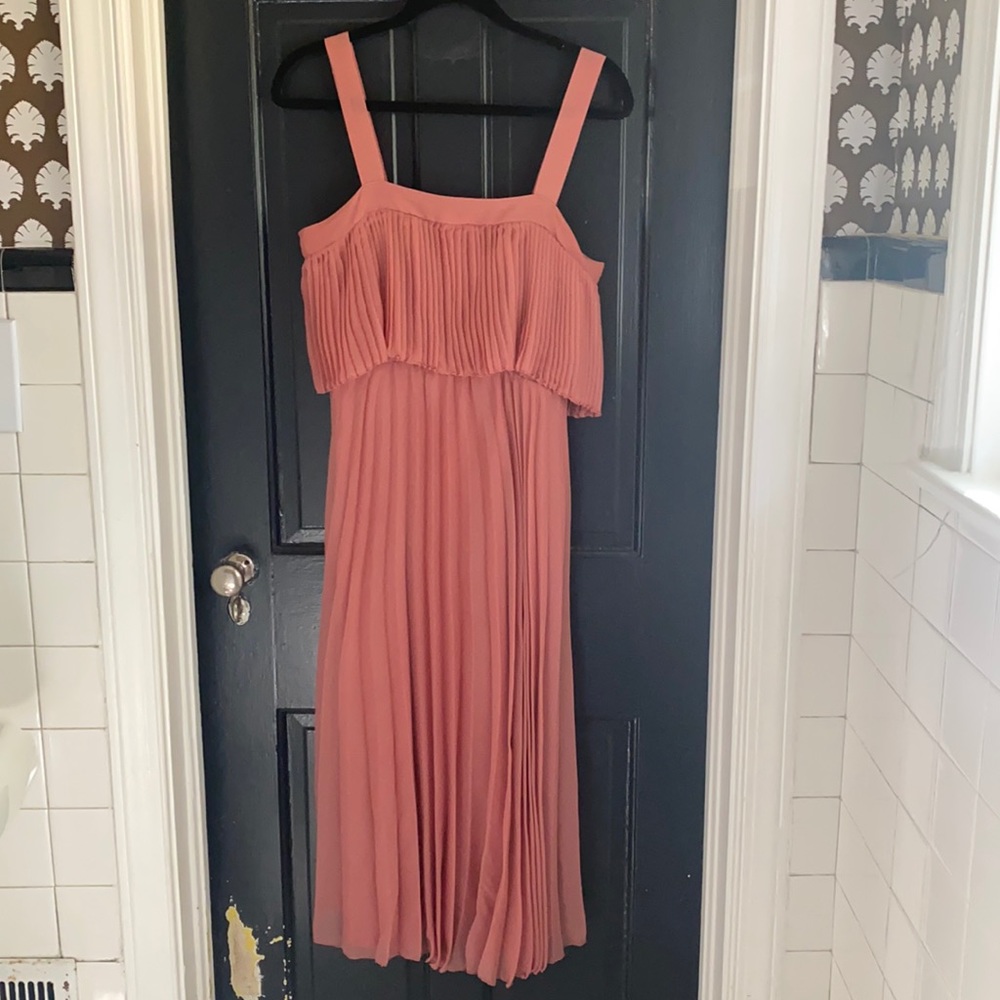 ASOS maternity pink pleated midi, size 4